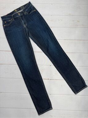 7 For All Mankind Roxanne Mid Rise Straight Leg Jeans Dark Wash Size 26